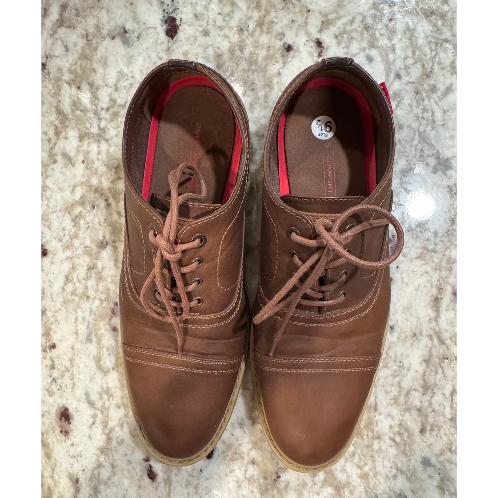 Levis Mens Brown Faux Leather Cap Toe Oxford Shoes Brown Size 9.5